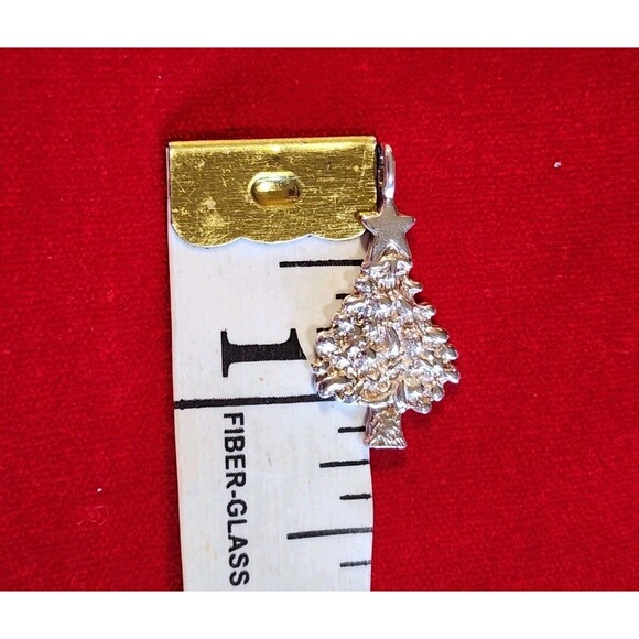 Christmas Tree Pendant Charm Pine Star Topper Solid Cast Sterling Silver 925 - Picture 4 of 6